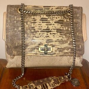 Lanvin Happy Bag Snakeskin and Lizzard Embossed Leather Flap Crossbody bag